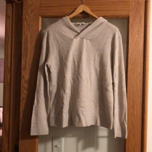[VINCE] Wool and Cashmere Cross Front Hoodie Sweater - Picture 1 of 12